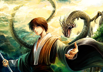 Dragon protector, dragon, protect, warrior, young HD wallpaper