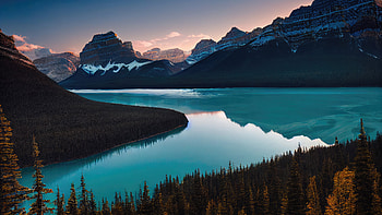 Mountain Lake Forest Nature Scenery Minimal , mountain, lake, forest, artist, artwork, digital-art HD wallpaper