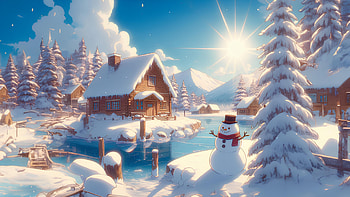 Anime, winter, morning, Warm HD wallpaper