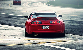 red, cars, Toyota Supra, stance, jdm, TRD :: HD wallpaper