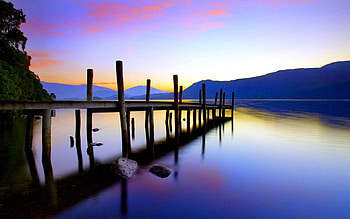 LAKE PIER, night, landscape, pier, bridge, lake, sunset HD wallpaper