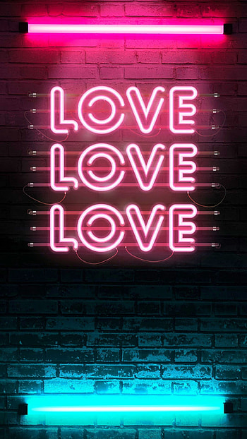 Love, red, magenta, sayings, neon, electricity, wall, lights HD phone wallpaper