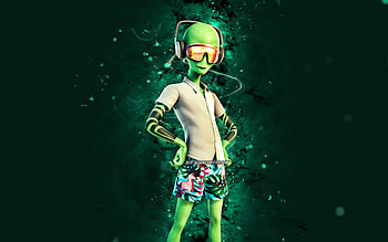 Tropical Human Bill, , turquoise neon lights, Fortnite Battle Royale, Fortnite characters, Tropical Human Bill Skin, Fortnite, Tropical Human Bill Fortnite HD wallpaper