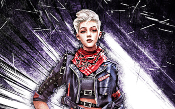 Notora, grunge art, 2021 games, Fire Battlegrounds, Garena Fire characters, Notora Skin, violet abstract rays, Garena Fire, Notora Fire HD wallpaper