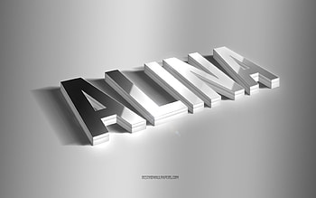 Alina, silver 3d art, gray background, with names, Alina name, Alina greeting card, 3d art, with Alina name HD wallpaper