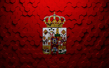 Flag of Ciudad Real, honeycomb art, Ciudad Real hexagons flag, Ciudad Real, 3d hexagons art, Ciudad Real flag HD wallpaper