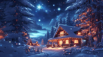 Anime, Anime, winter, night, Warm, winter anime, anime night, winter night HD wallpaper