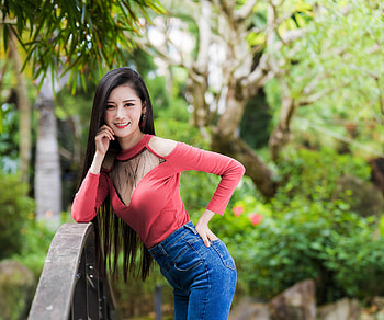 Jeans, lady, model, pretty HD wallpaper