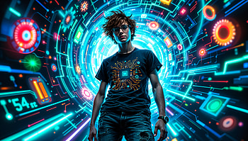 Geek Vibes: Ultra of the Digital Frontier, geek, cyberpunk, Digital Art, futuristic, technology HD wallpaper