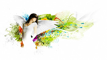 Girl, Wings, Angle, Art HD wallpaper