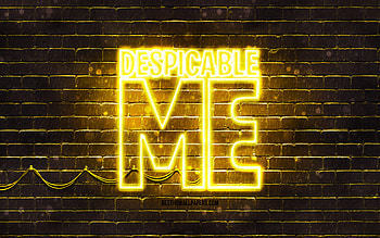 Despicable Me yellow logo, , yellow brickwall, Despicable Me logo, minions, Despicable Me neon logo, Despicable Me HD wallpaper