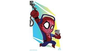 Spidey Listening Spotify, spiderman, artwork, behance, digital-art, artist, superheroes HD wallpaper