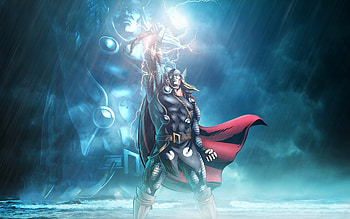 Marvel, lightning god, Thor, art HD wallpaper
