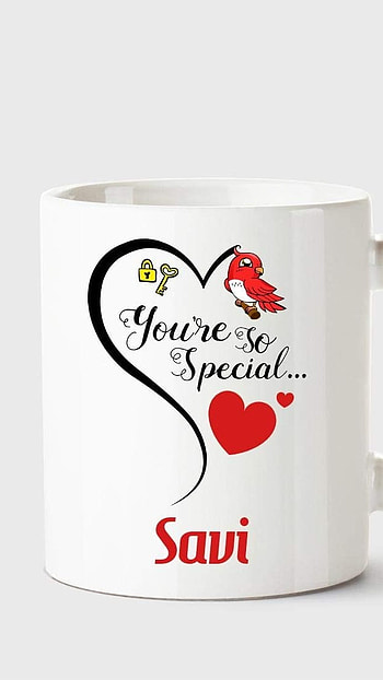 S Name, Savi, special, heart, mug HD phone wallpaper