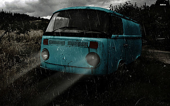 old volkswagen type 2, kombi, volkswagen, rain, van HD wallpaper