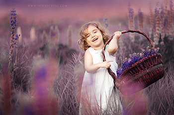 Happiness..., basket, purple, smiling, field, gatherer, happy, girl HD wallpaper