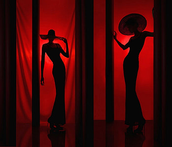 Fashion Parade, artwork, female forms, black, abstract, fantasy, red, silhouette HD wallpaper