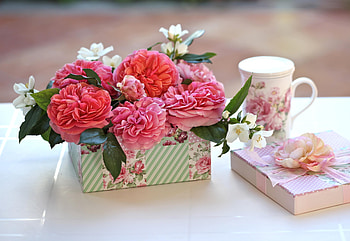 Flowers, Roses, Cup, Box, Gift, Present, Buds, Surprise, Capsule HD wallpaper