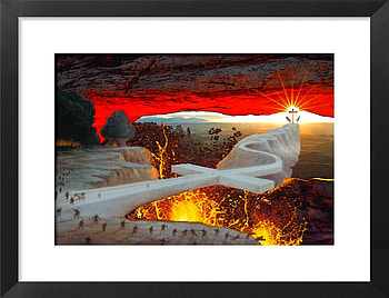Narrow is the way, flames, cross, sunset, path HD wallpaper