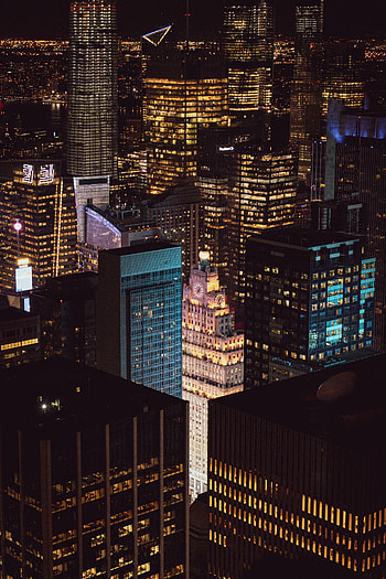 Cities, Night, City, Skyscraper, Building, Lights HD phone wallpaper