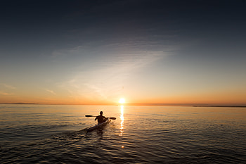 Sunrise, Nature, Sky, Sea, Horizon, Rise, Boat, Human, Person HD wallpaper
