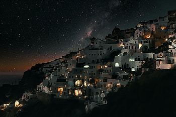 Cities, Stars, Building, Lights, Night City, Nebula HD wallpaper