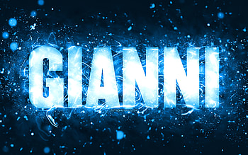 Happy Birtay Gianni, , blue neon lights, Gianni name, creative, Gianni Happy Birtay, Gianni Birtay, popular american male names, with Gianni name, Gianni HD wallpaper