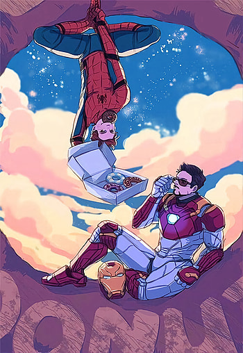 Iron man and Spider-ma, red, art HD phone wallpaper
