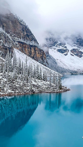 4 k, Winter Lake HD phone wallpaper