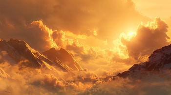 Golden Sunrise Over Misty Peaks, nature, mountain, sunrise, cloud HD wallpaper