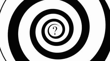 Hypnotic Spiral Modern Question Mark. An animated spiral (hypnotic), with a question mark at the center. Black and white. Seamless loop. HD wallpaper