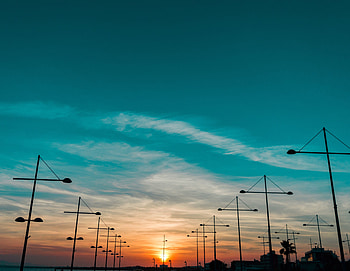 Sunset, landscape, skyline HD wallpaper
