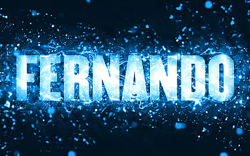 Happy Birtay Fernando, , blue neon lights, Fernando name, creative, Fernando Happy Birtay, Fernando Birtay, popular american male names, with Fernando name, Fernando HD wallpaper