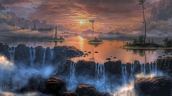 Fantasy swamp, magic, fantasy, swamp, magical world, water HD wallpaper