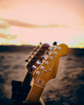 Music, Sunset, Guitar, Splitting, Musical Instrument, Vulture, Tuners, Strings HD phone wallpaper