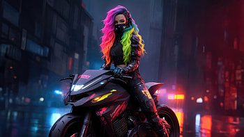 A Night Of dom In The Concrete Jungle, artist, artwork, bike, cyberpunk, digital-art, art, deviantart HD wallpaper