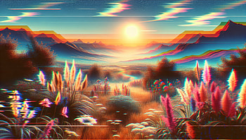 Surreal Landscape - Vibrant Sunrise Mountains, Landscaping, landscape, vibrant colors, nature HD wallpaper