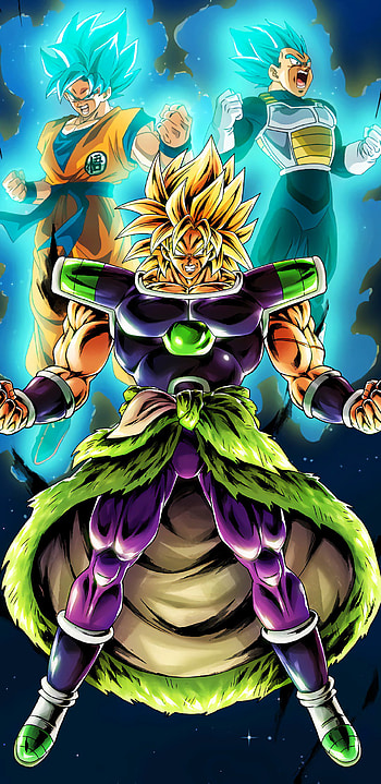 Broly SSJ vs Vegeta and Goku SSB, Super Saiyan, Super Saiyan Blue, Goku, Vegeta (Dragon Ball), Broly (Dragon Ball), Anime, Dragon Ball Super: Broly, Goku & Vegeta HD phone wallpaper