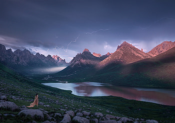 ღ, Strom, Lighting, Sky, Lightning, Girl, Clouds HD wallpaper