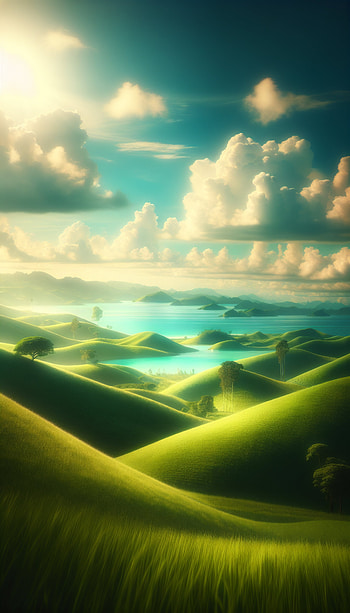 Paradise Hills Mobile, landscape, hill, water, cloud HD phone wallpaper