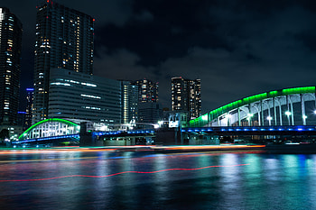 Cities, Night City, City Lights, Bridge, Backlight, Illumination, Tokyo HD wallpaper