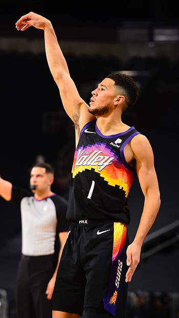 Devin Booker, Phoenix Suns, NBA jersey, Outfit HD phone wallpaper