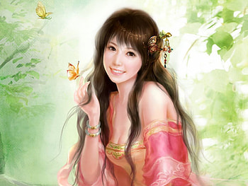 Butterfly Girl, butterflies, pretty, art, brunette, girl HD wallpaper