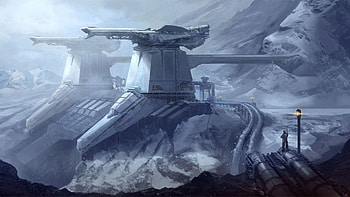 Fantasy, Mountains, Snow, Human, Person, Station HD wallpaper
