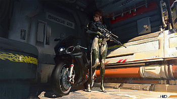 Gun Science Fiction Biker Girl, biker, artstation, artist, artwork, digital-art HD wallpaper