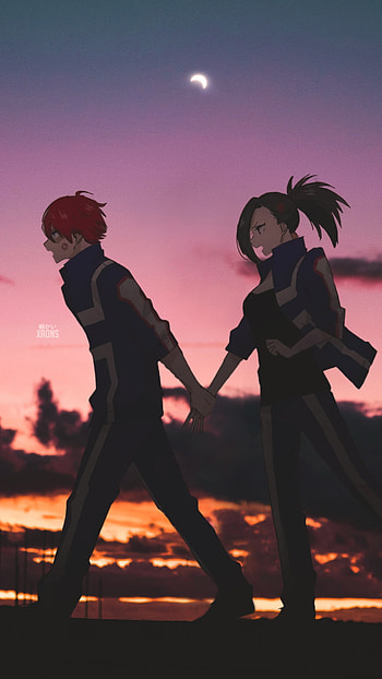 Todoroki x Yaoyorozu, shoto todoroki, xaons, momo, My Hero academia, anime, Boku no hero HD phone wallpaper