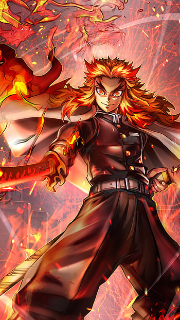 Fiery Fury: Demon Slayer Kimetsu no Yaiba Anime , Anime, Demon Slayer: Kimetsu no Yaiba HD phone wallpaper
