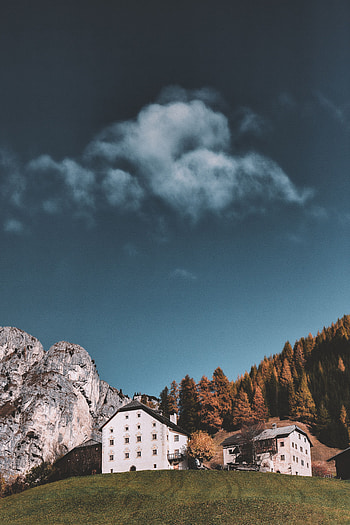 Nature, Houses, Trees, Mountains, Autumn HD phone wallpaper