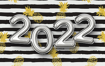2022 silver realistic balloon digits, , Happy New Year 2022, silver realistic balloons, 2022 concepts, 2022 new year, 2022 on white background, 2022 year digits, 2022 year digits numbers HD wallpaper