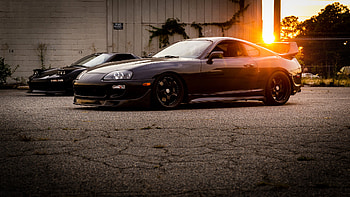 Black Toyota Supra Sunset HD wallpaper